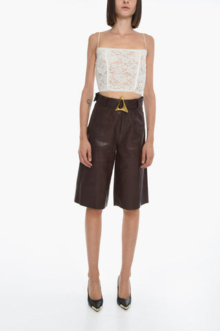 Soft-leather LORA Belted Shorts