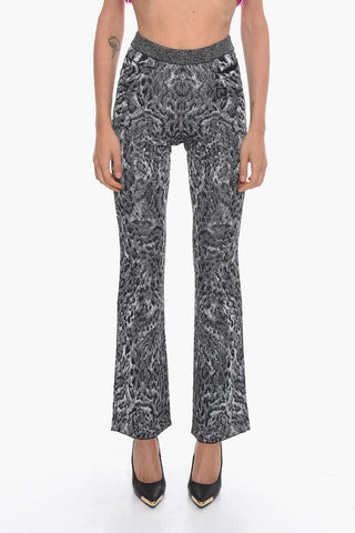 Lurex Boot Cut Pants with Elastic Waistband