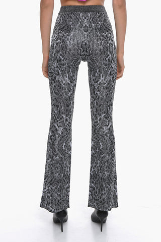 Lurex Boot Cut Pants with Elastic Waistband