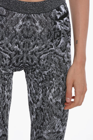 Lurex Boot Cut Pants with Elastic Waistband