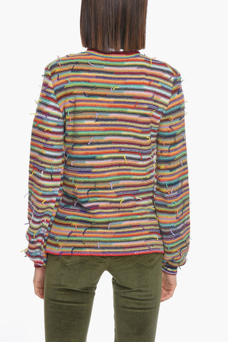 Maglia in Cashmere Sfrangiata con Fantasia Multicolor