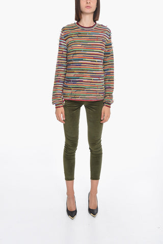 Maglia in Cashmere Sfrangiata con Fantasia Multicolor