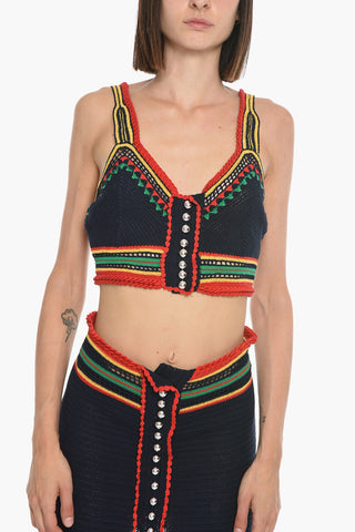 Crochet Crop Top with Jewel Buttons