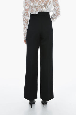 Wide-leg Trousers with Logoed Belt