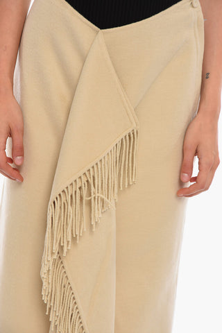Wool-blend LIZA Midi Skirt with Fringes