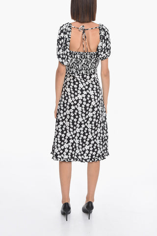 Silk Wrap-around Midi Dress with Back Neckline