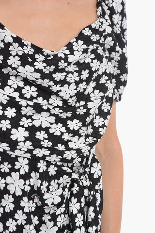Silk Wrap-around Midi Dress with Back Neckline