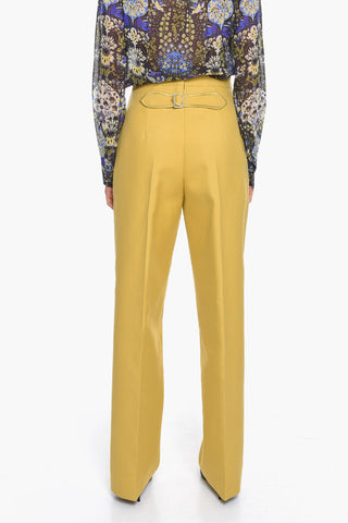 Front-pleated Trousers with Buckle Detail