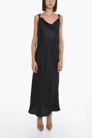 Silk Slip Dress with Side Buttons