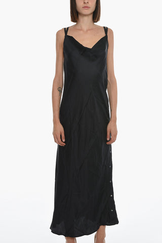 Silk Slip Dress with Side Buttons