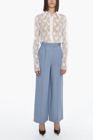 Pantaloni Wide Leg MANUELA in Misto Seta a Una Pince