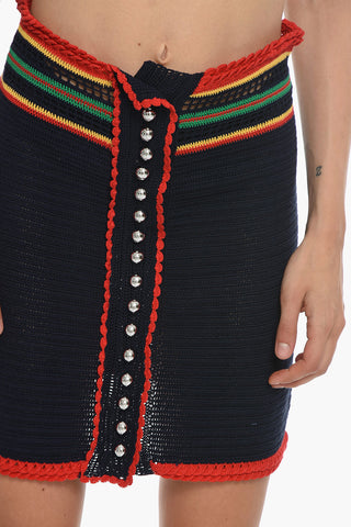 Crochet Pencil Skirt with Jewel Buttons