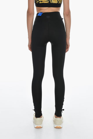 High-Waisted Tight Fit Leggings with Lace-up Detail