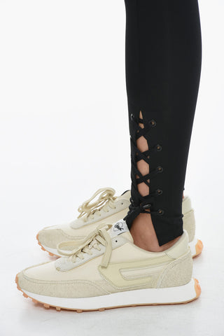High-Waisted Tight Fit Leggings with Lace-up Detail