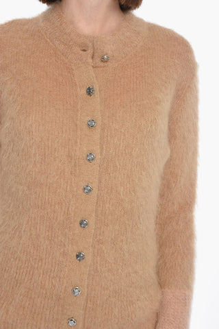 Mohair-blend Long Cardigan with Striped Detail