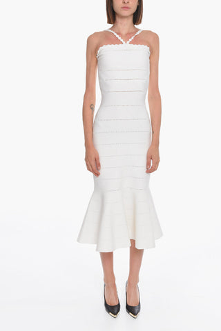 Vestito Lungo in Viscosa compatta con Dettagli Cut-out