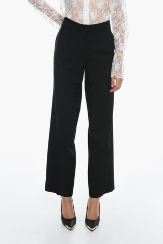 Mohair-blend Trousers with Back Embroidered Logo