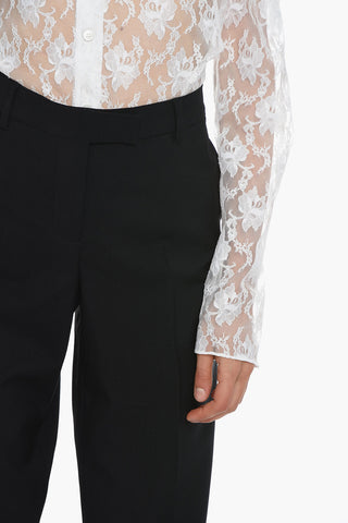Mohair-blend Trousers with Back Embroidered Logo