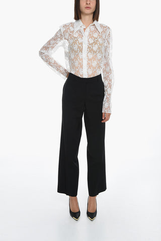 Mohair-blend Trousers with Back Embroidered Logo