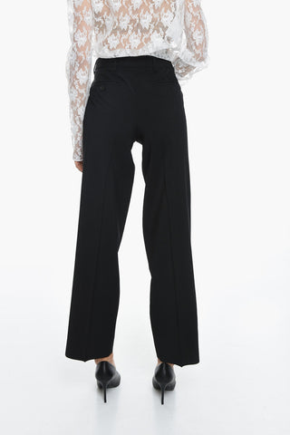 Mohair-blend Trousers with Back Embroidered Logo