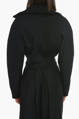 Giacca Biker Crop in Misto Lana