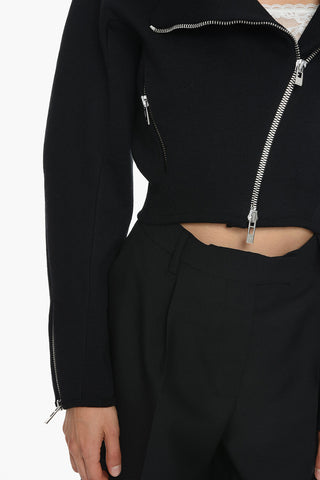 Giacca Biker Crop in Misto Lana
