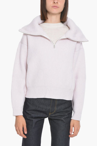 Pullover Crop a Collo Alto con Half Zip