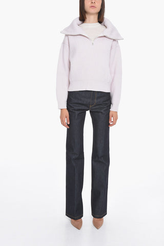 Pullover Crop a Collo Alto con Half Zip
