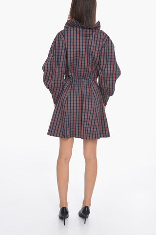 Cotton-poplin Flared Dress with Pleated Collar
