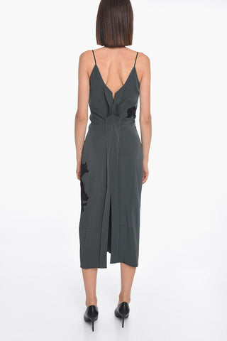 Lace-detailed Midi Dress with Back Slit