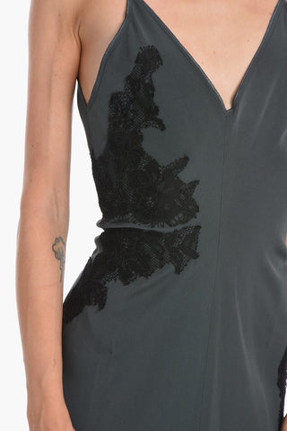 Lace-detailed Midi Dress with Back Slit