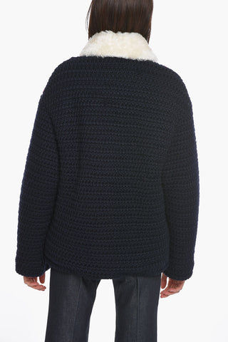 Virgin-wool Crochet Padded Jacket