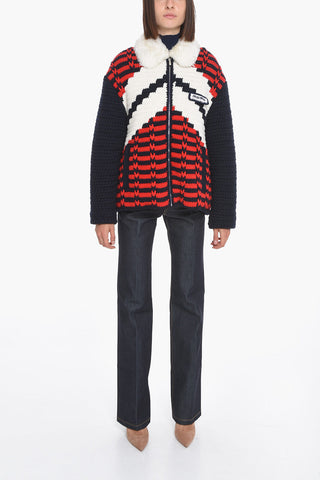 Virgin-wool Crochet Padded Jacket
