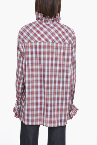 Asymmetric Cotton-poplin Shirt with Ruffle Details