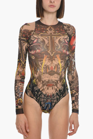 Body See Through TATTOED a Maniche Lunghe