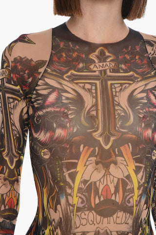 Body See Through TATTOED a Maniche Lunghe