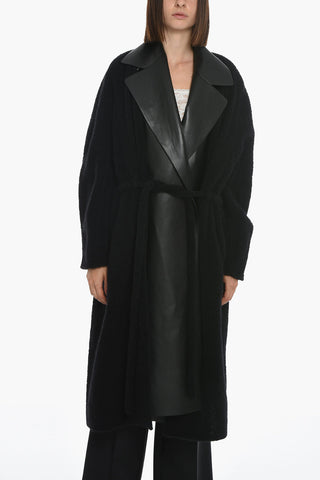 Alpaca Blend Coat with Removable Leather Revers
