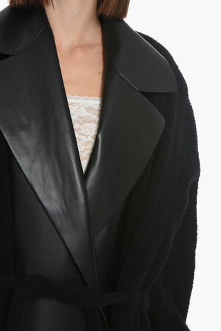 Alpaca Blend Coat with Removable Leather Revers