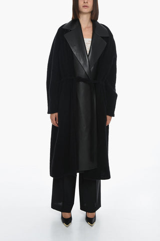 Alpaca Blend Coat with Removable Leather Revers