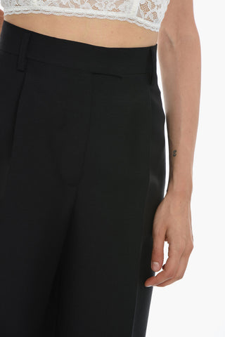 Mohair-blend Trousers with Front-pleat