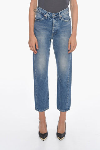 Jeans a Gamba Dritta con Cuciture a Vista 18cm