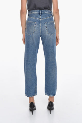 Jeans a Gamba Dritta con Cuciture a Vista 18cm