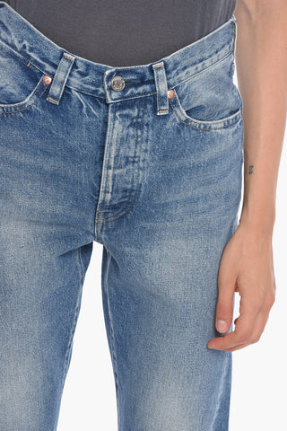 Jeans a Gamba Dritta con Cuciture a Vista 18cm