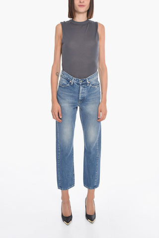 Jeans a Gamba Dritta con Cuciture a Vista 18cm