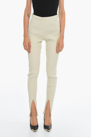Viscose-knit LEO Ribbed Leggings with Bottom Slits
