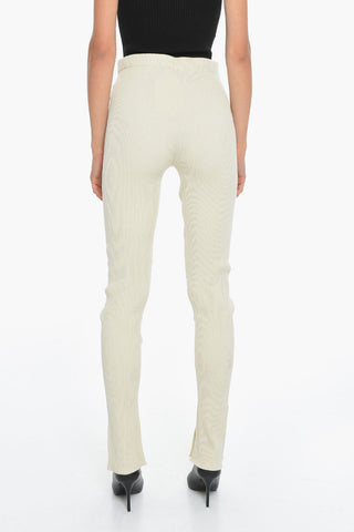 Viscose-knit LEO Ribbed Leggings with Bottom Slits
