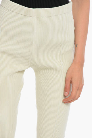 Viscose-knit LEO Ribbed Leggings with Bottom Slits