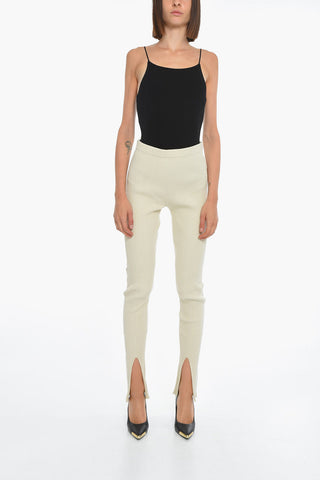 Viscose-knit LEO Ribbed Leggings with Bottom Slits