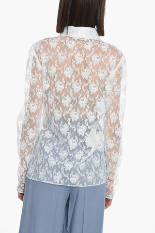 Laced Shirt with Pointed Collar