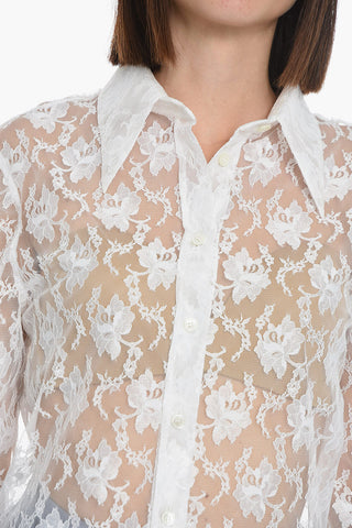 Laced Shirt with Pointed Collar